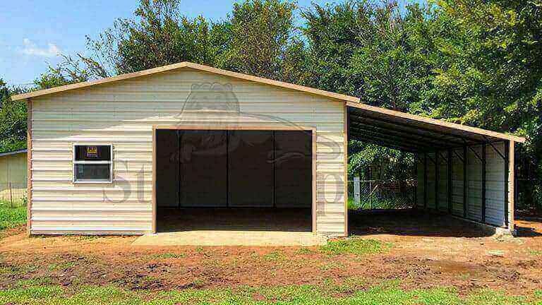 20×35 Steel Garage With Lean To