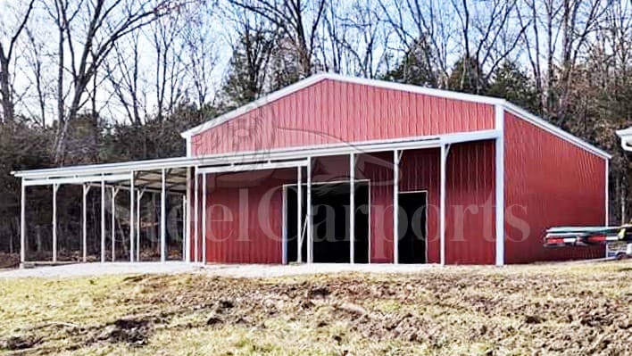 40x50x16 All Vertical Garage with Wrap Around Porch